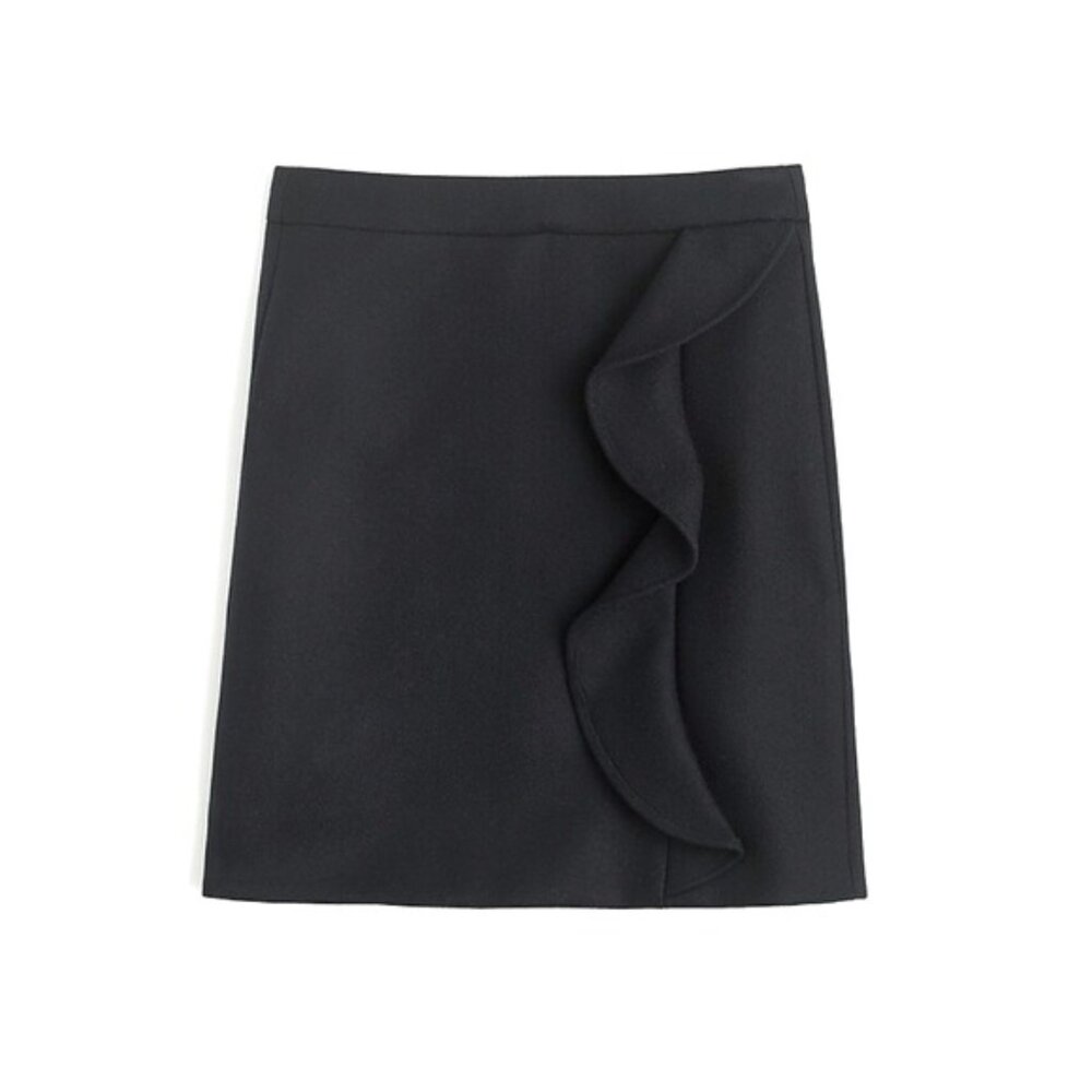 J. Crew Ruffle Mini Skirt in Double-Serge Wool (size 4)